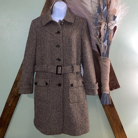 LOFT Jackets & Blazers - Anne Taylor Loft Belted Tweed Coat Jacket